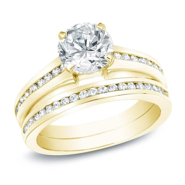 Auriya 14k Gold 1 1/2ctw Classic Diamond Engagement Ring Set Certified