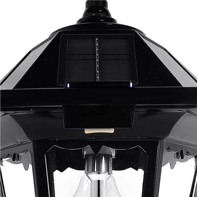 Gama Sonic Windsor Bulb Black Modern Solar Landscape Lamp Post Light