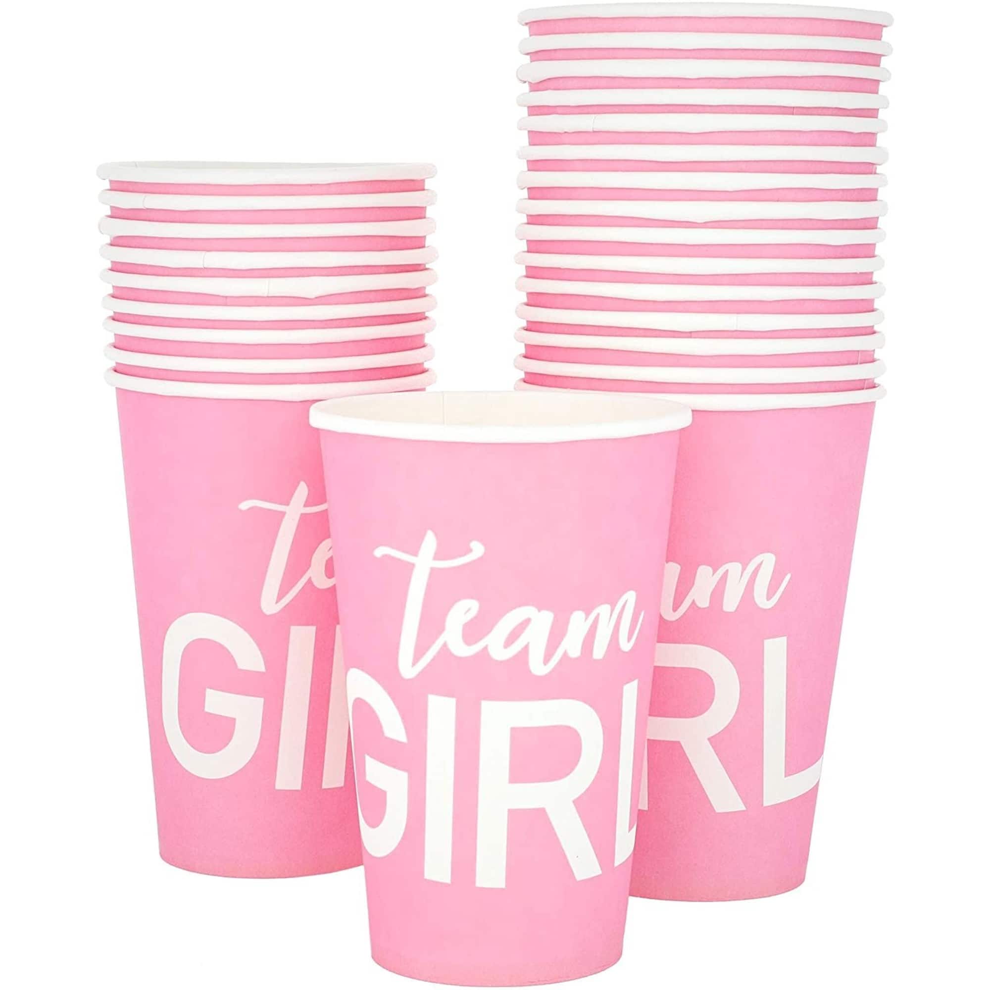 Paper Party Cups, Gender Reveal Party Supplies (12 oz, Pink and Blue, 50Pack) Bed Bath