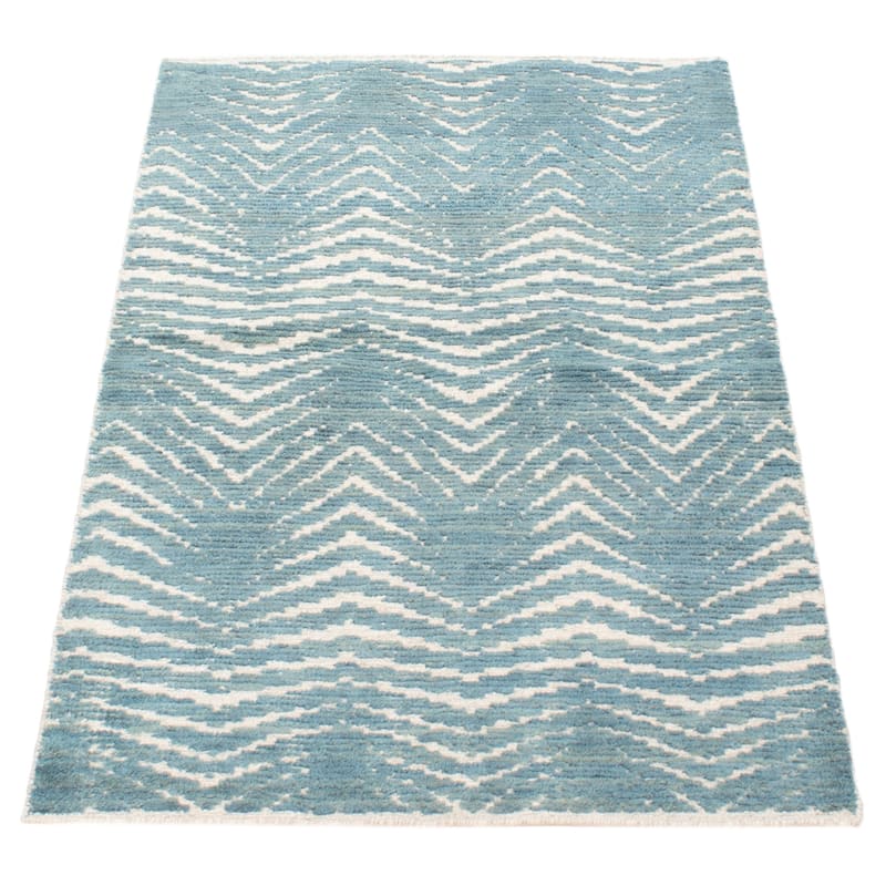 ECARPETGALLERY Hand-knotted Tangier Teal Wool Rug - 2'11 x 4'11