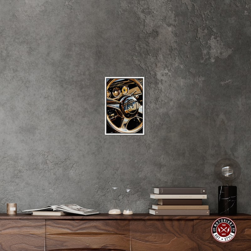 Notoriart Elegant Steering Wheel Framed Car 1 Piece Canvas Wall Art