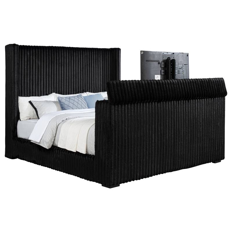 Centergrove Upholstered Wingback TV Bed Black