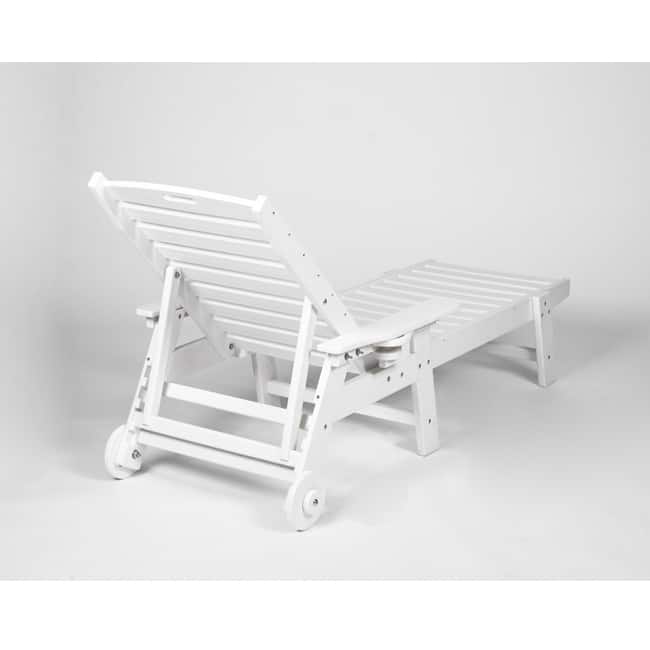 Oversized Outdoor Lounge Chair With Wood Texture‌ - Five-Position Adjustable HDPE Chaise Lounge Featuring Wheels And Cup Holder.