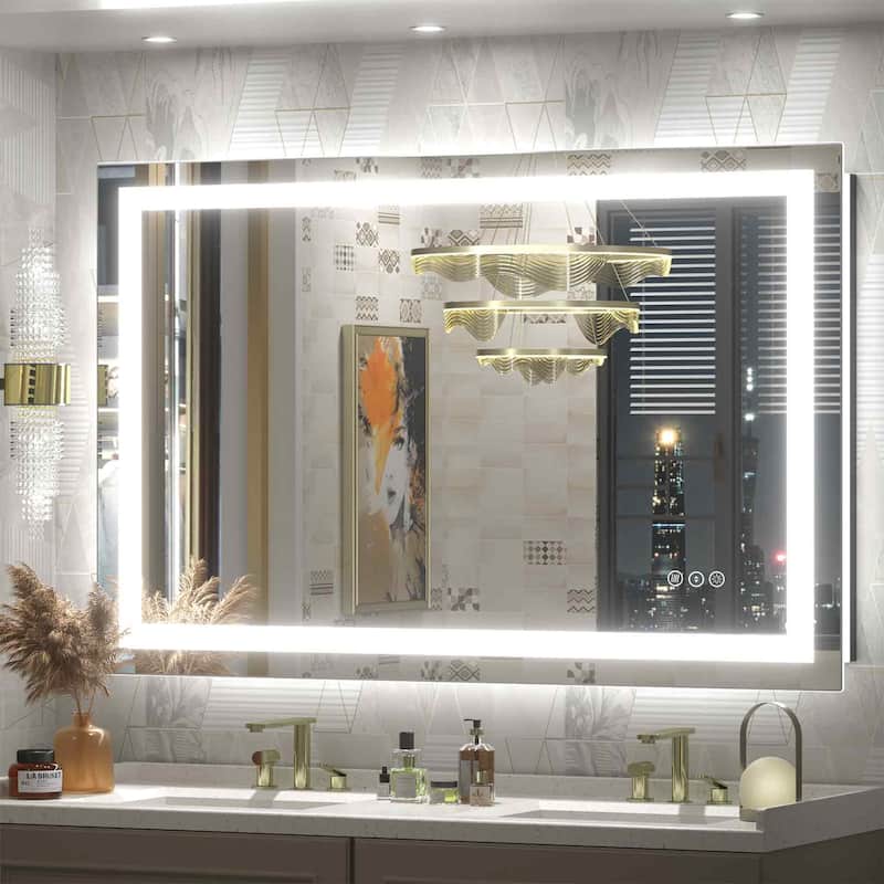 KIOTEE Super Bright Anti-fog LED Bathroom Mirror with Backlit and Front Lighting 3-Year Warranty - 48x30