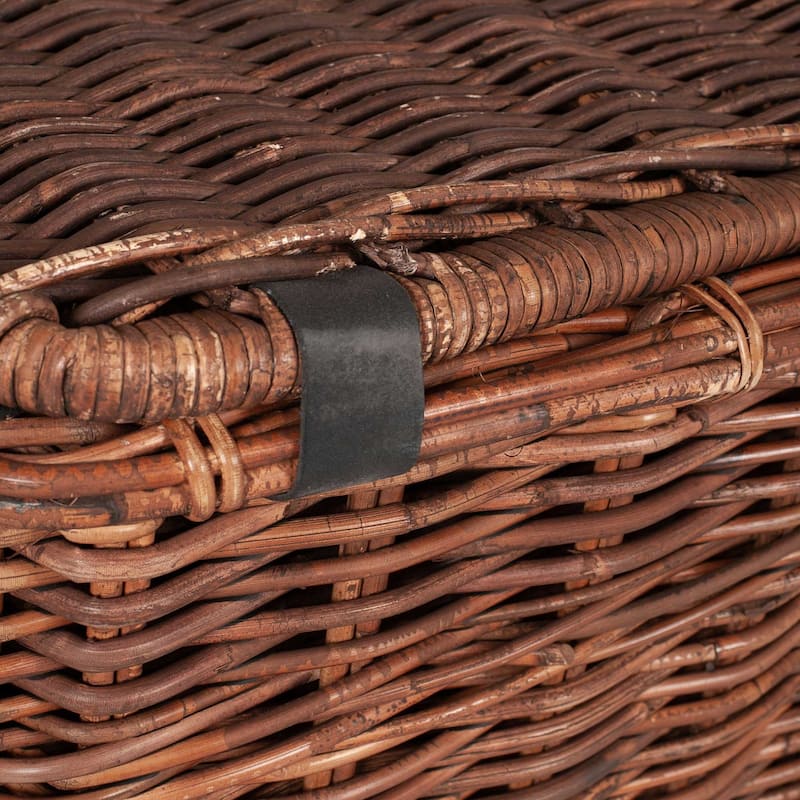 Handmade Natural Rattan Baskets With Lids (Set Of 2) by East at Main - 25"x14"x15"