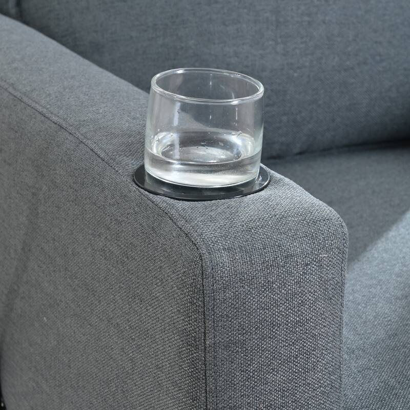 Polyester Recliner Chair with Phone Holder and Cup Holder, 3-Position Recline, 220lb Capacity