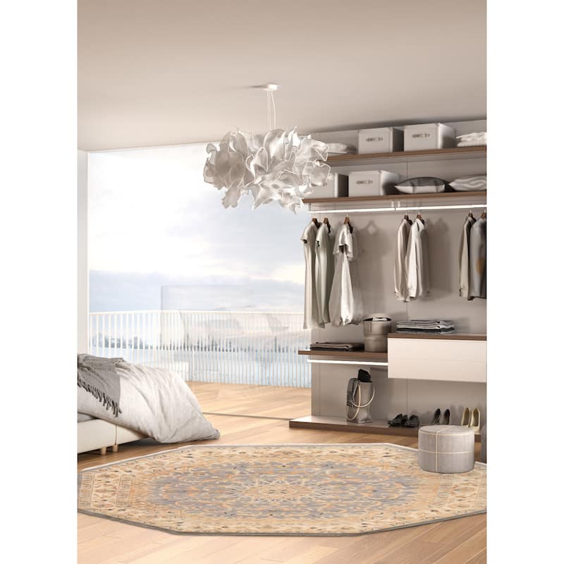 ECARPETGALLERY Hand-knotted Royal Oushak Light Denim Blue Wool Rug - 7'10 x 7'10