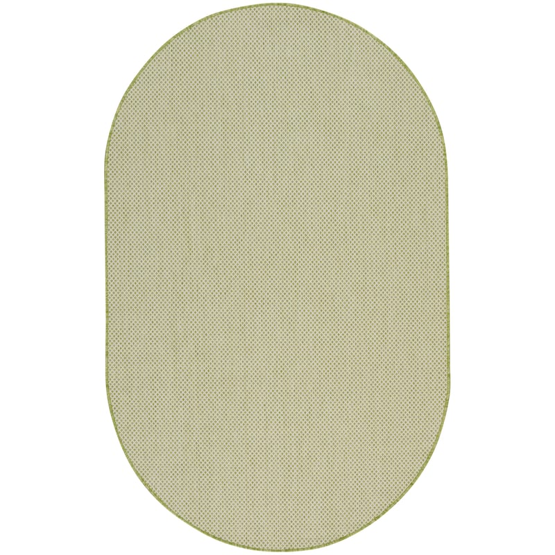 Nourison Courtyard Indoor/Outdoor Modern Geometric Area Rug - 5' x 8' Oval - Ivory/Green