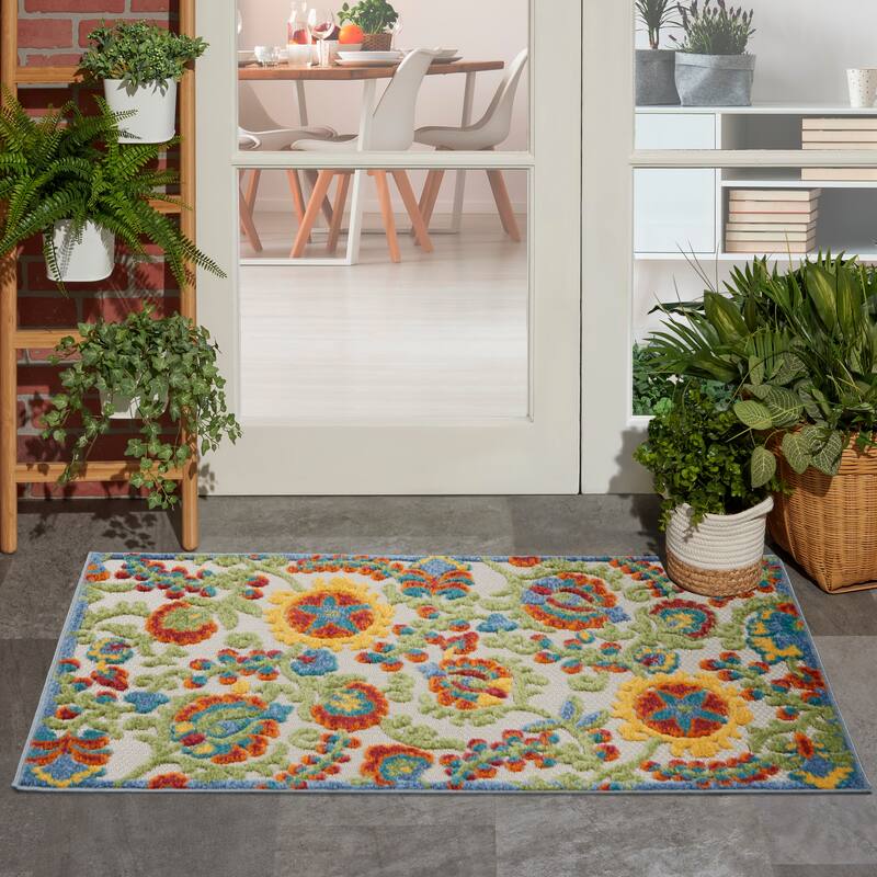 Copper Grove Alyssum Multicolor Indoor/Outdoor Rug. - 2'8" x 4' - Multi/Ivory