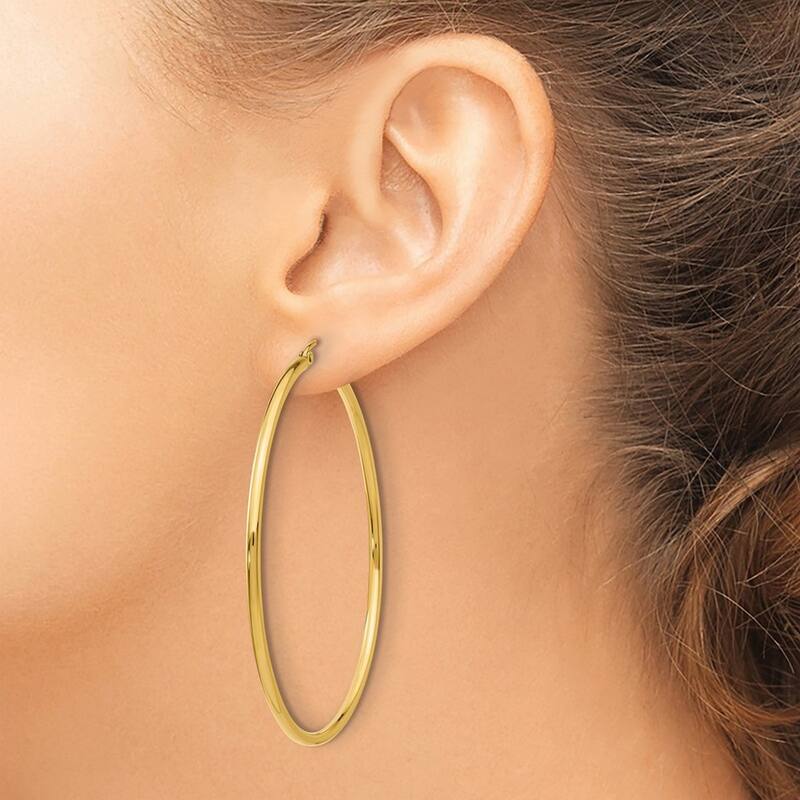 Curata 14k Yellow Gold Polished Hoop Earrings - 55x55mm