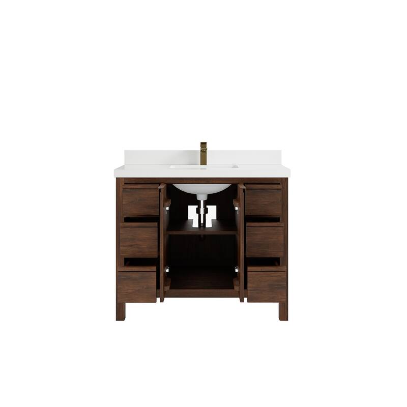 Willow Collections 42 in. W x 22 in. D Elizabeth Solid Teak Single Sink Bathroom Vanity with Countertop