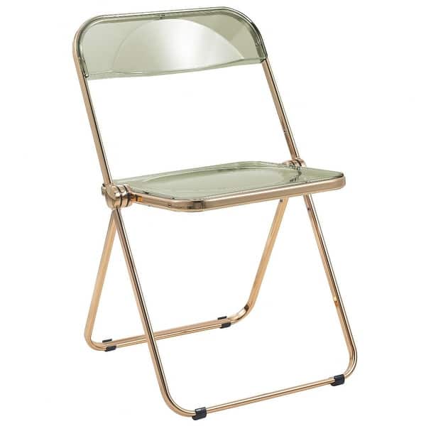 slide 1 of 63, LeisureMod Lawrence Acrylic Folding Chair W/ Gold Metal Frame - 30" Amber