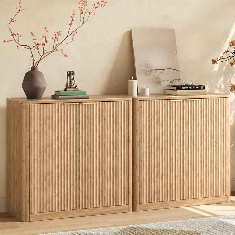 63" Buffet Cabinet with Storage, Fluted Sideboard with Adjustable Shelves for Living Room, Dining Room, Kitchen