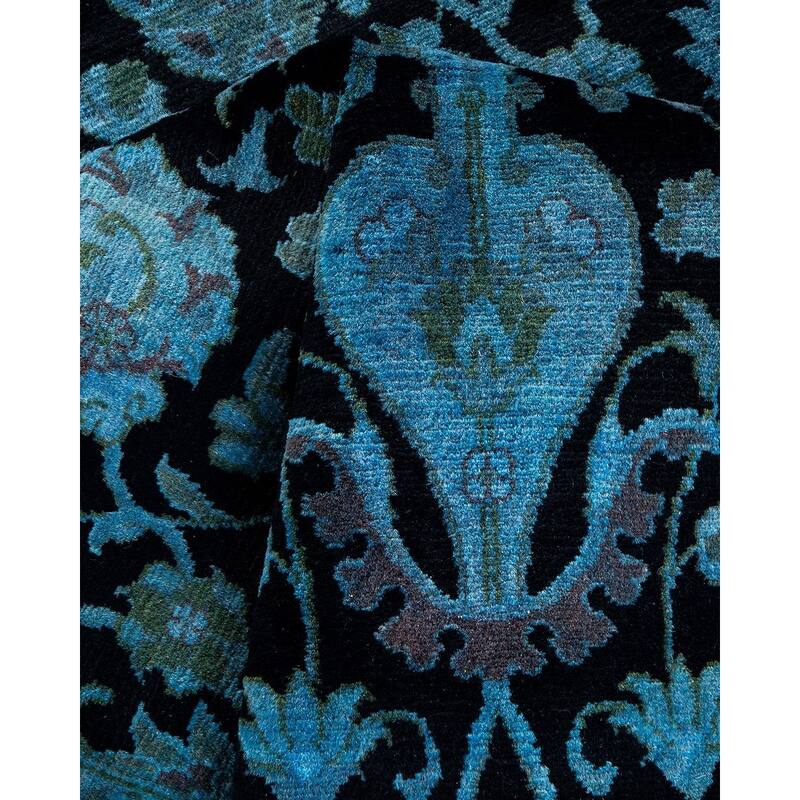 Overton Hand Knotted Wool Vintage Inspired Modern Contemporary Overdyed Blue Area Rug - 3' 1" x 5' 4"