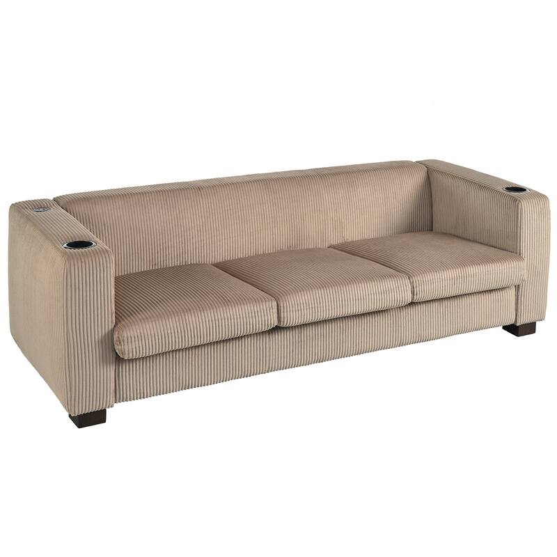 Light Coffee 3 Seater Solid Wood Sofa 80"x31"x26"