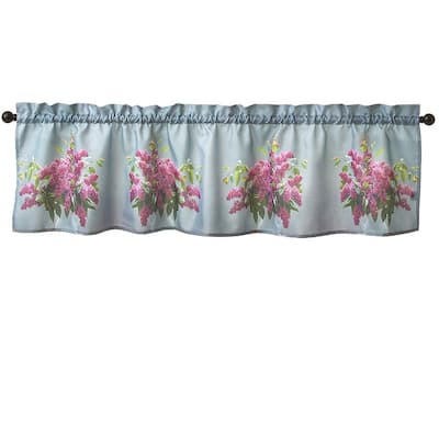 Violet Linen Heritage Floral, Polyester, Super soft feel faux suede fabric, 60" x 15", Straight, Rod Pocket Curtain Valance