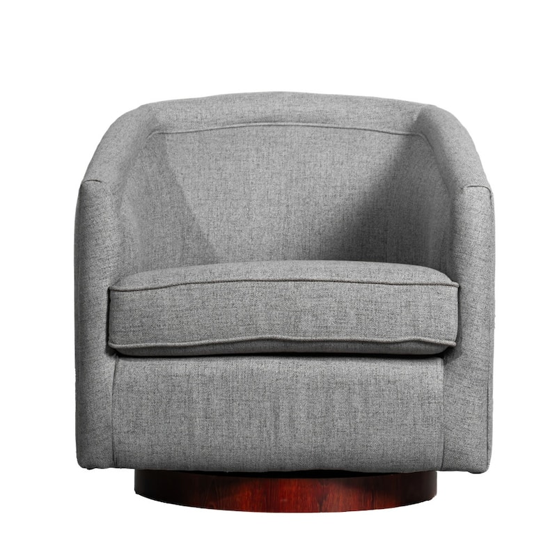 Traditional Club Style Upholstered Accent Chair with 360° Swivel Metal Base