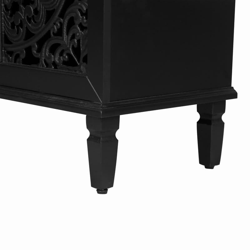 60" Antique Buffet Sideboard with Floral Carvings Solid Wood Legs and Adjustable Shelves for Versatile Storage