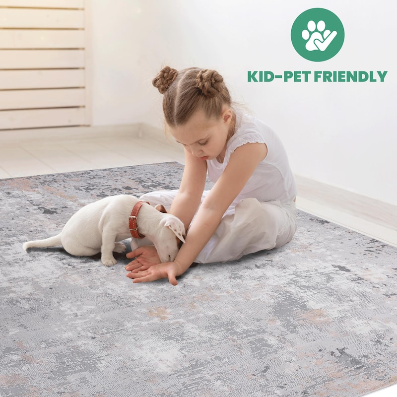 MARFI Collection Grey / Multi / Abstract Non-Shedding Area Rug