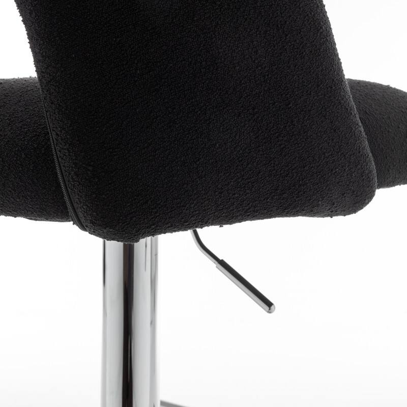 Best Quality Furniture Adjustable Textured Fabric Barstools with Chrome Finish Base (Set of 2)