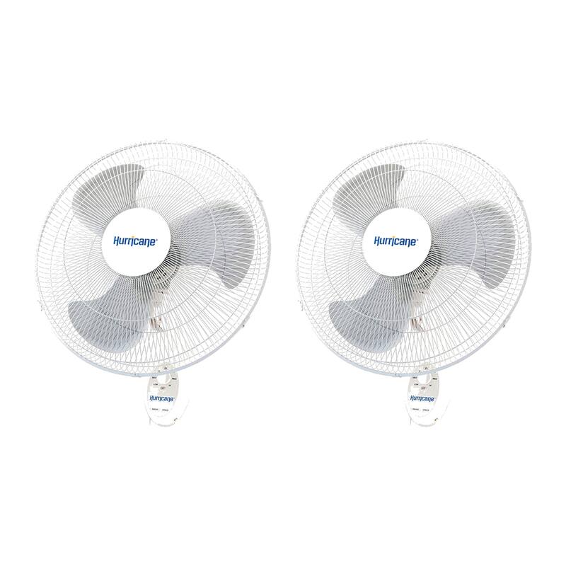 Hurricane Supreme 18 Inch 90 Degree Oscillating 3 Speed Wall Fan, White (2 Pack) - 4