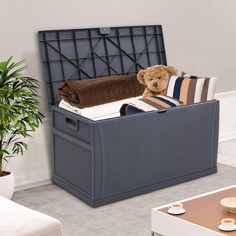 SUNCROWN 120 Gallon Deck Box Outdoor Resin Wicker Storage Container