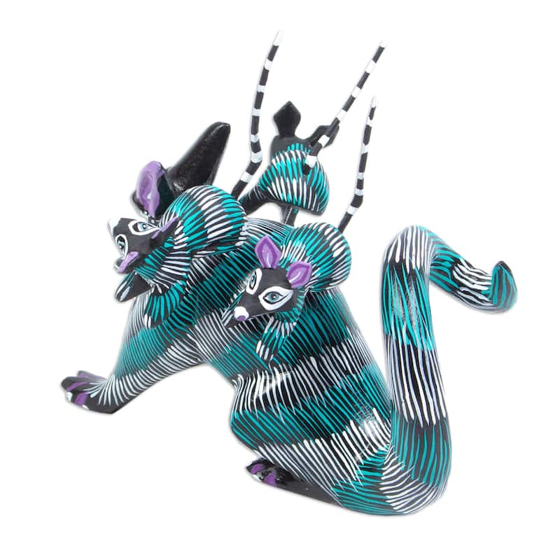 Novica Handmade Mother Opossum Wood Alebrije Sculpture