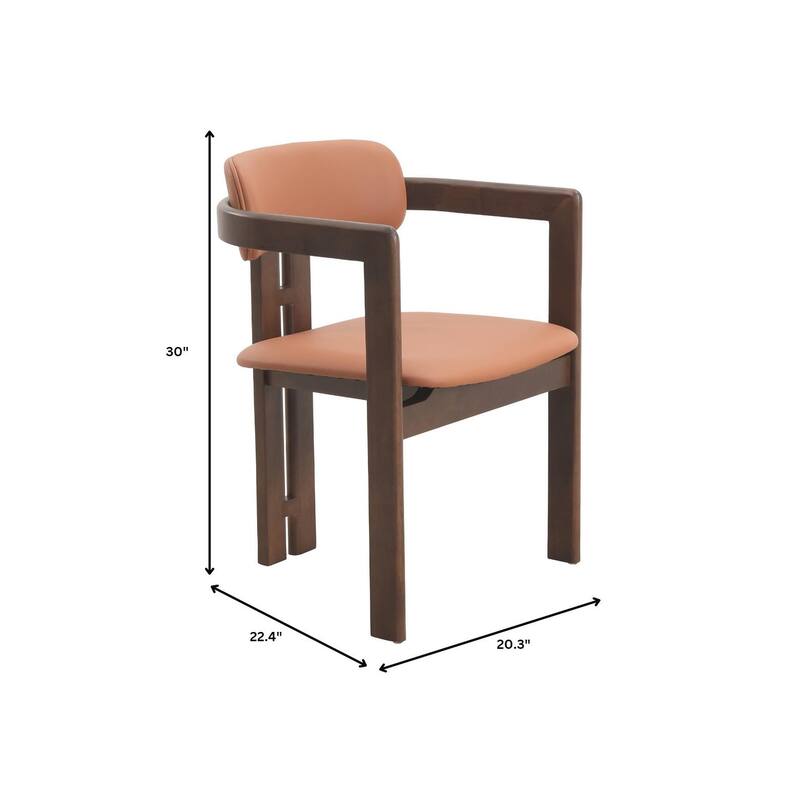 Velo Modern Leather Upholstered Solid Wood Accent Dining Chair with Open Back Side Armchair for Kitchen and Dining Spaces