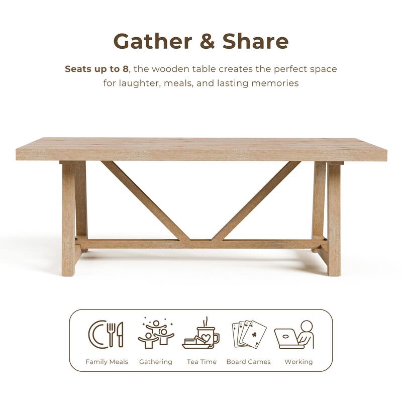 Furniture of America Rockinwel Modern 7-Piece Natural Oak Wood Dining Table Set