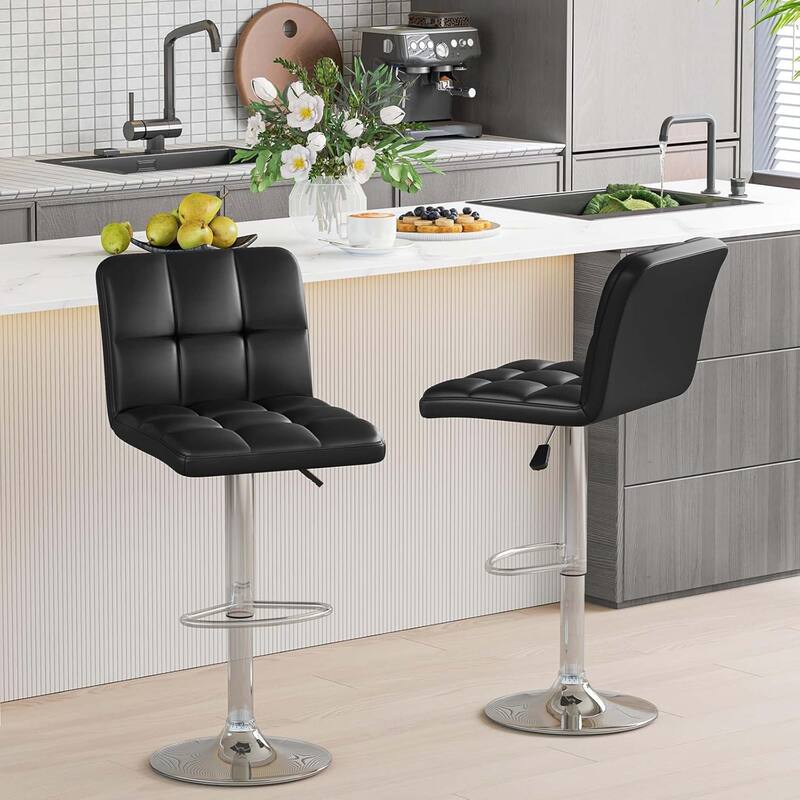 2/4PCS Bar Stools Modern Upholstered Barstools w/Sturdy Footrest