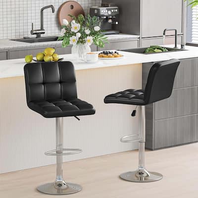 2/4PCS Bar Stools Modern Upholstered Barstools w/Sturdy Footrest