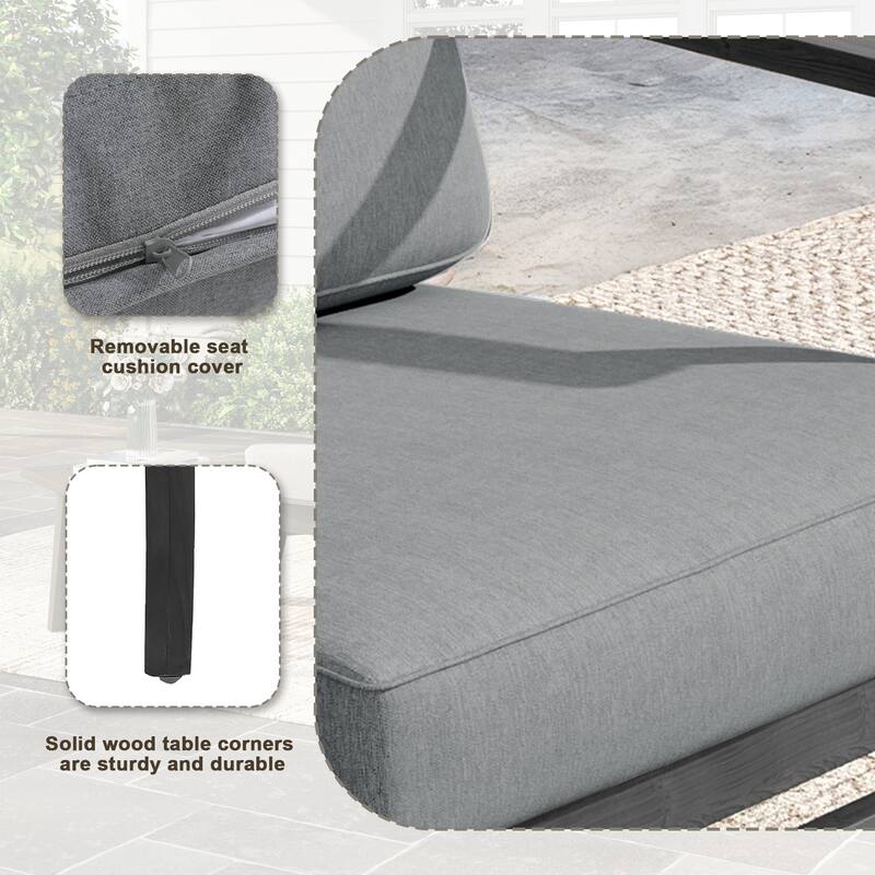 Outdoor Teak Wood Club Chairs with Cushions (Set of 2)