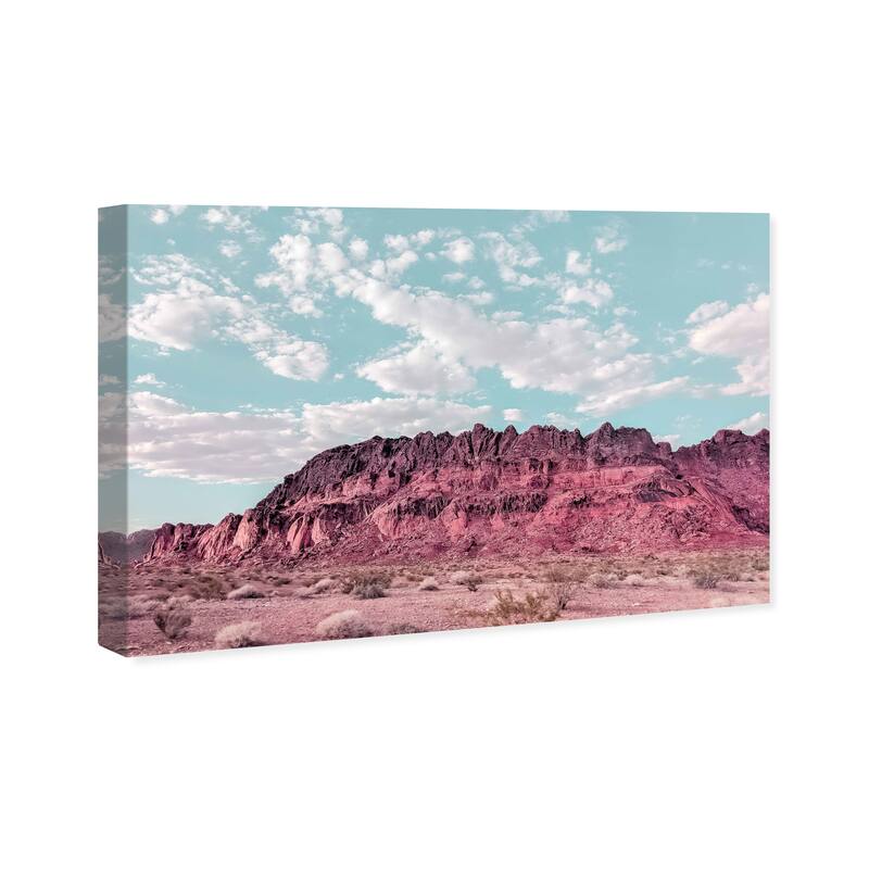Wynwood Studio Canvas Nature and Landscape Pink on the Rocks Blue and Rustic Wall Art Canvas Print