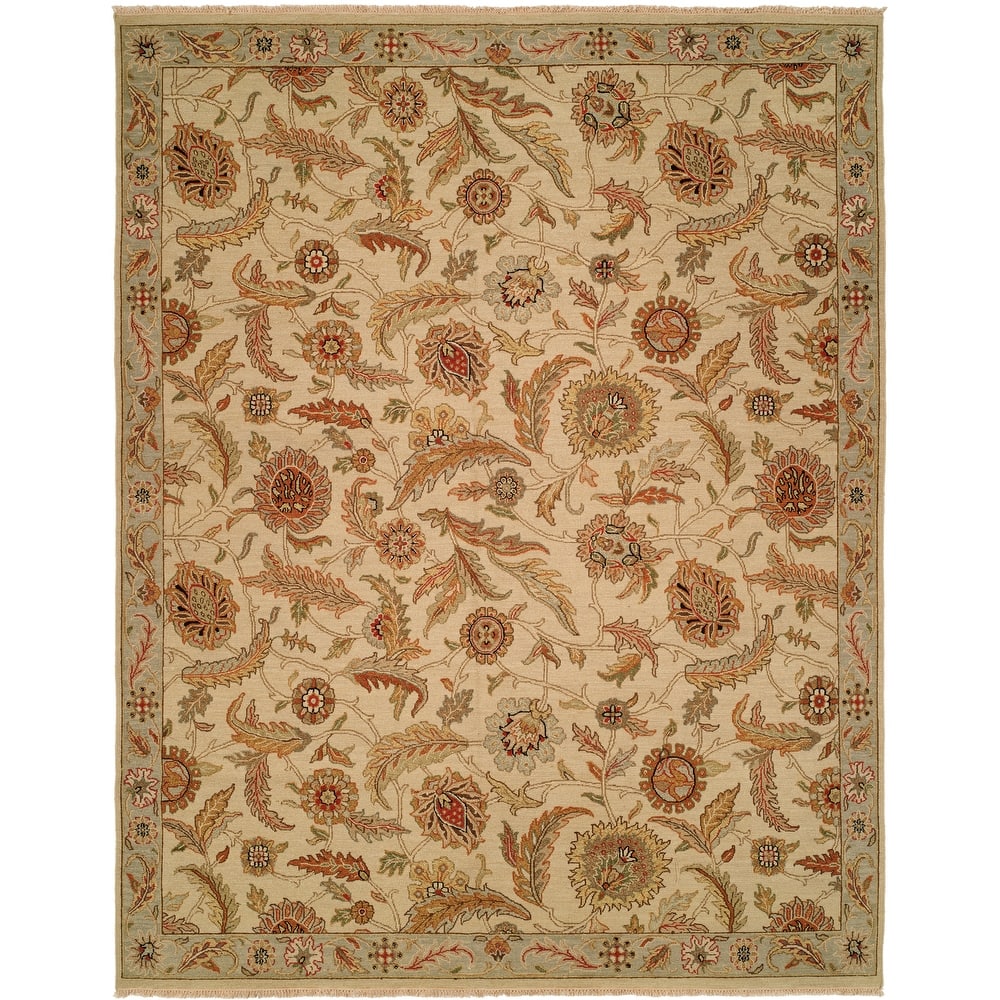 Transitional Beige Flatweave Wool Area Rug