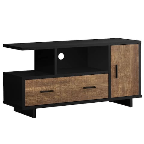 Offex 48"L Contemporary Brown Reclaimed Wood - Look TV Stand, Black - 47.25"x 15.5"x 23.75" - 47.25"x 15.5"x 23.75"