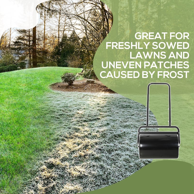 Outsunny 136.5 lbs Combo Push/Tow Lawn Roller Filled with 10 Gallons Sand or Water for the Garden, Φ12.5" x 19.75"