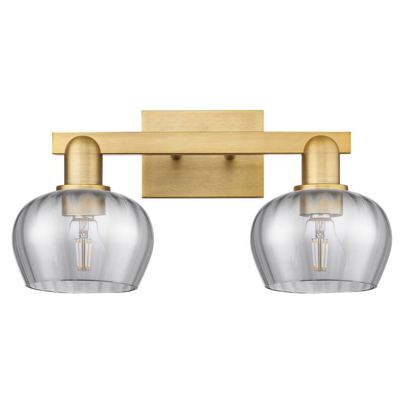 Innovations Lighting Endless Possibilities Arcadia - Fenton - 2 Light 18" Bath Vanity Light - Brushed Brass/Light Smoke