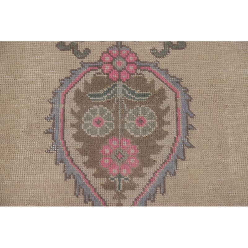 Distressed Geometric Tabriz Persian Rug Hand-knotted Wool Carpet - 9'8" x 12'11"