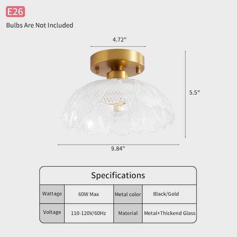Vintage entryway light gold ceiling light glass fixture light