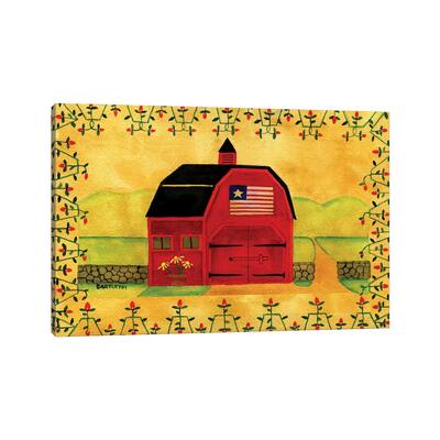iCanvas "Primtive American Red Folk Art Barn" by Cheryl Bartley Canvas Print