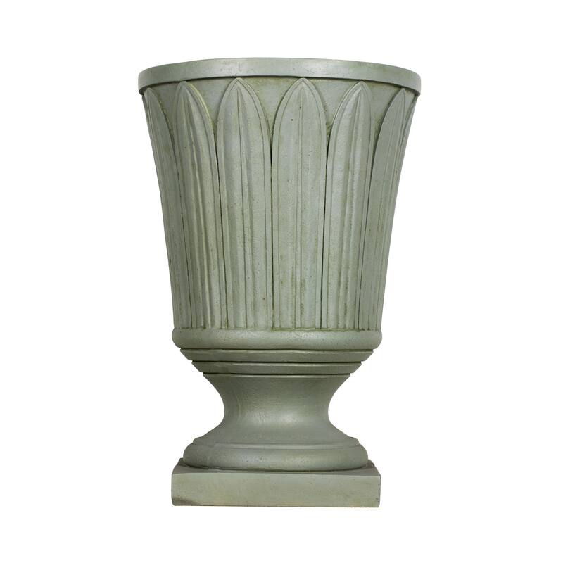 Christopher Knight Home - Classical 22.4"H Outdoor Pedestal Urn Planter with Embossed Leaf Design