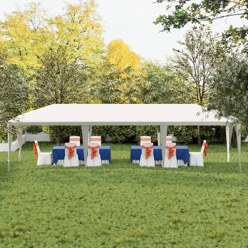 EROMMY 10x30 FT Party Tent - Waterproof Canopy with 8 Removable Sidewalls, Outdoor Gazebo for Weddings & Events - 10'x30' - 10'x30' - White