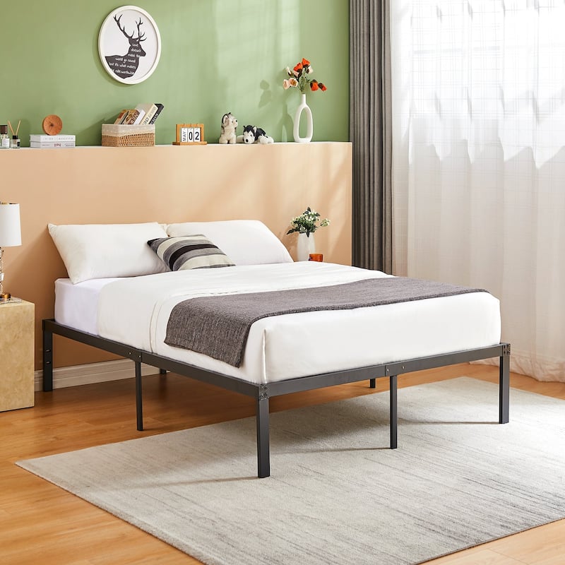 Javlergo 14/16/18 Inch Metal Platform Bed Frame, Heavy Duty Slat Support /No Box Spring Needed