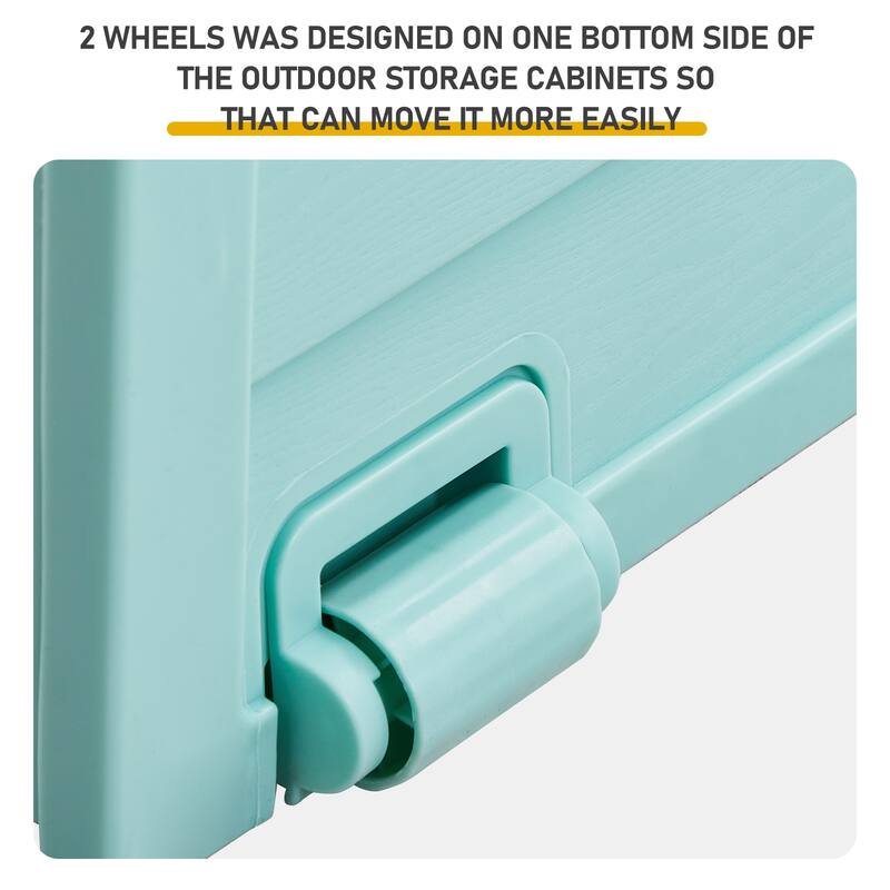 Green Polypropylene Resin Garden Storage Box 280L with Wheels - 44” W x 21.3” H x 19.3” D