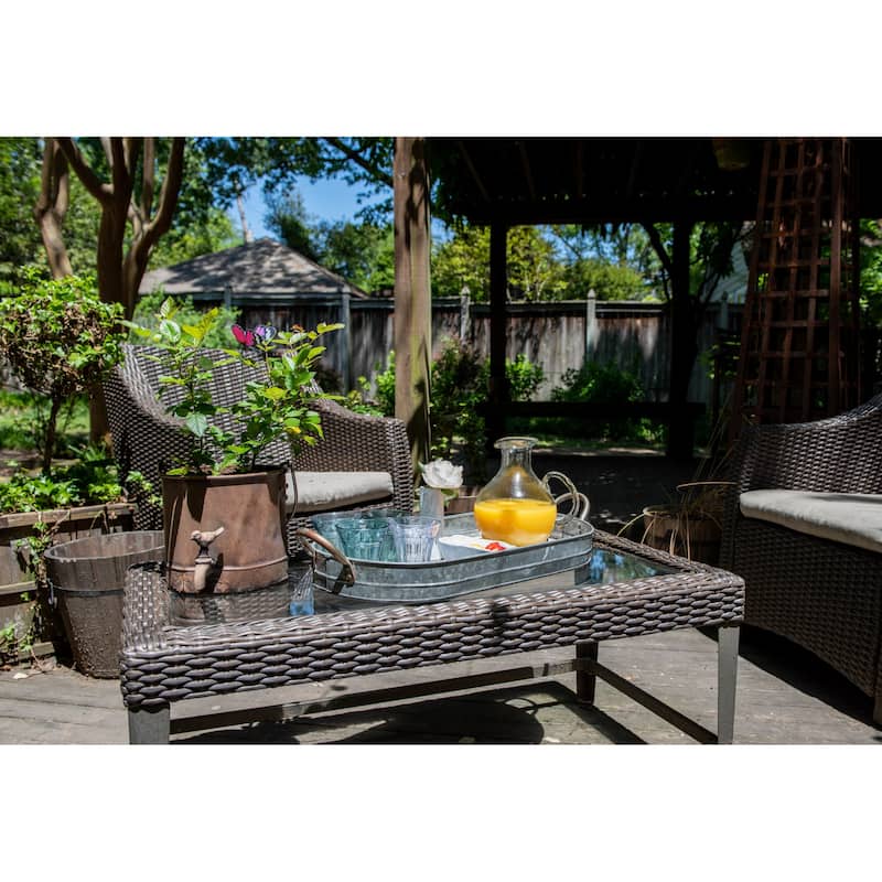 Galvanized Metal Tray with Handles