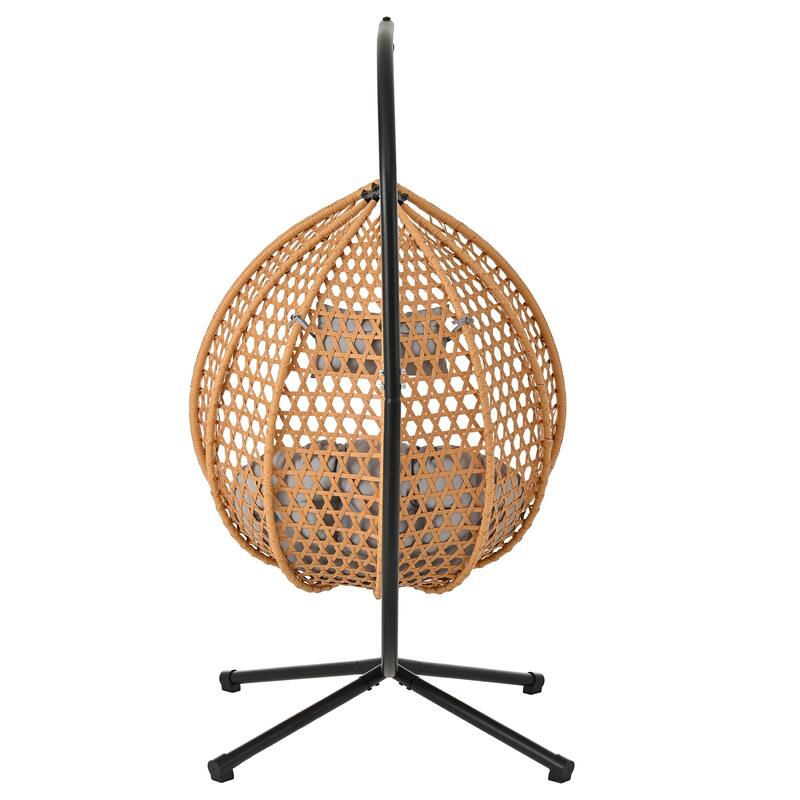 Sturdy Hammock Chair with Stand, Rattan Hanging Egg Chair with Soft Removable Cushion Swing Chairs for Balcony