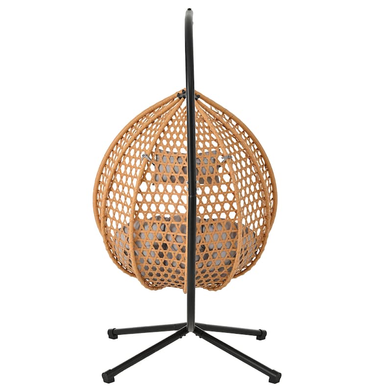 Sturdy Hammock Chair with Stand,Durable Hanging Egg Chair with Rattan Weaving,Comfortable chairs with Soft Removable Cushion