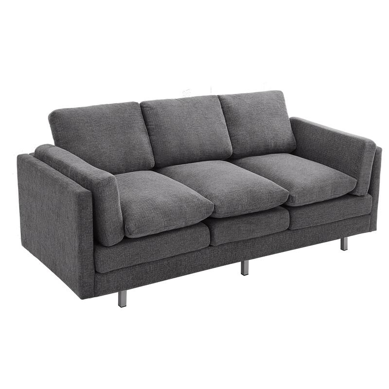 Christopher Knight Home - Lennox Modern Upholstered 3-Seater Sofa with Dual-Layer Cushions and Metal Legs