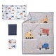 preview thumbnail 2 of 8, Bedtime Originals 4-Piece Construction Zone Gray/Navy/White Toddler Bedding Set