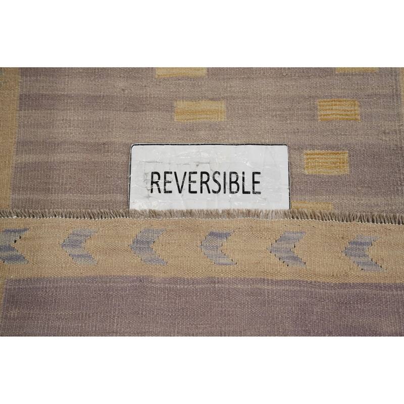 Hand Woven Oriental 100% Wool Carpet Southwestern Tribal Purples Kilim Runner Rug - 9' 7'' X 2' 8''